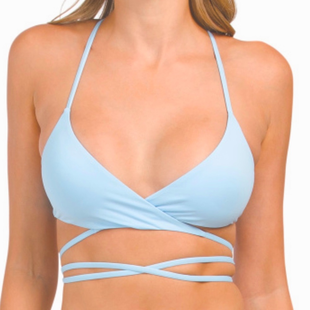 L SPACE Sky Blue Kristen Swimsuit Bikini Top